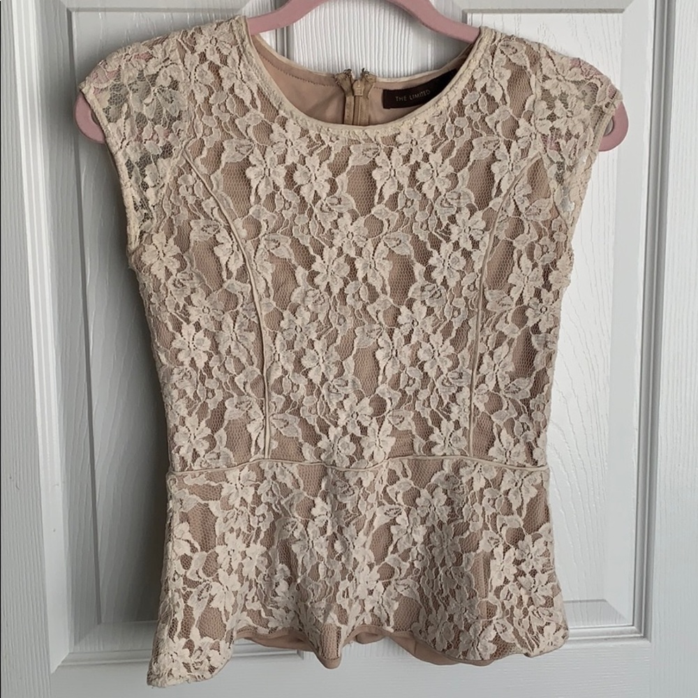 Cream Lace Peplum Top